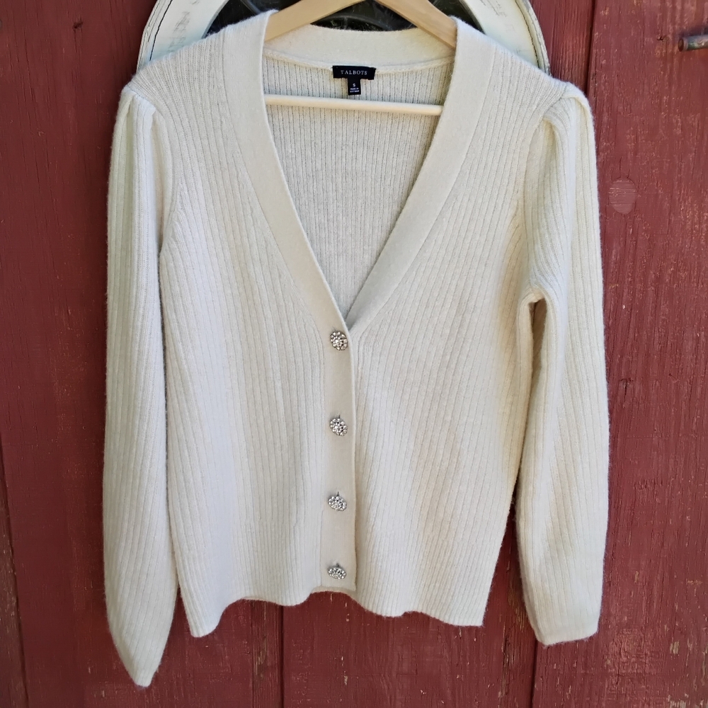 Talbots Cardigan with Rhinestone Buttons - Picture 2 of 6